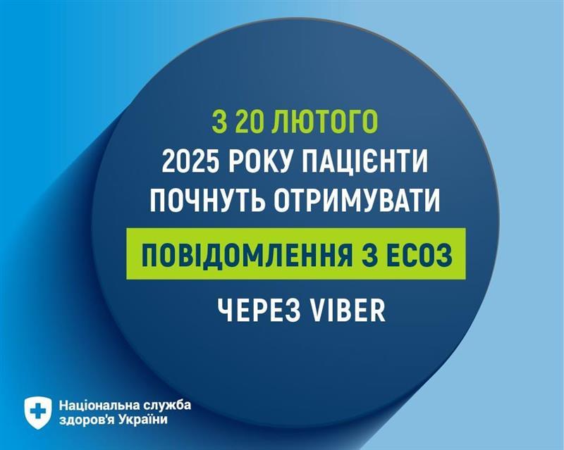 З 20 лютого 2025 року пацієнти почнуть отримувати повідомлення з ЕСОЗ через  Viber